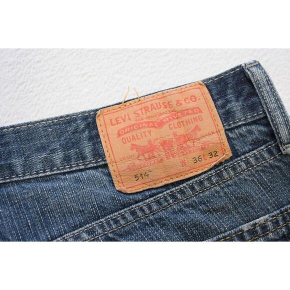 Levi's 514 Straight Boot Rugged Denim Blue Jeans Mens Size 36 x 32 - Picture 1 of 7
